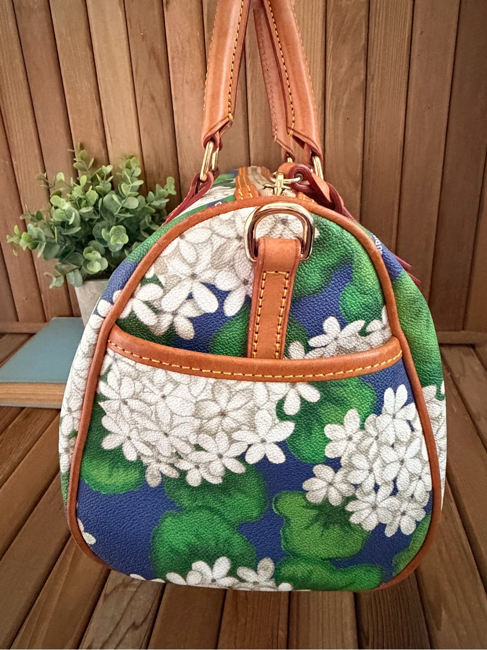 Dooney & Bourke Hydrangea Coated Satchel Crossbody Bag, Collector’s Design - Picture 3 of 14